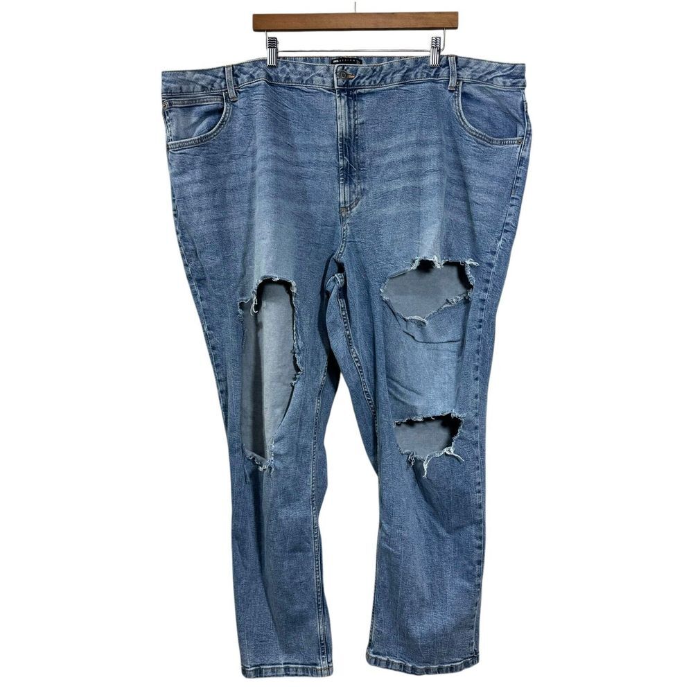 ASOS Design Curve Mom Jeans Slim Fit Comfort Womens 24 Destroyed Thrashed Ripped
